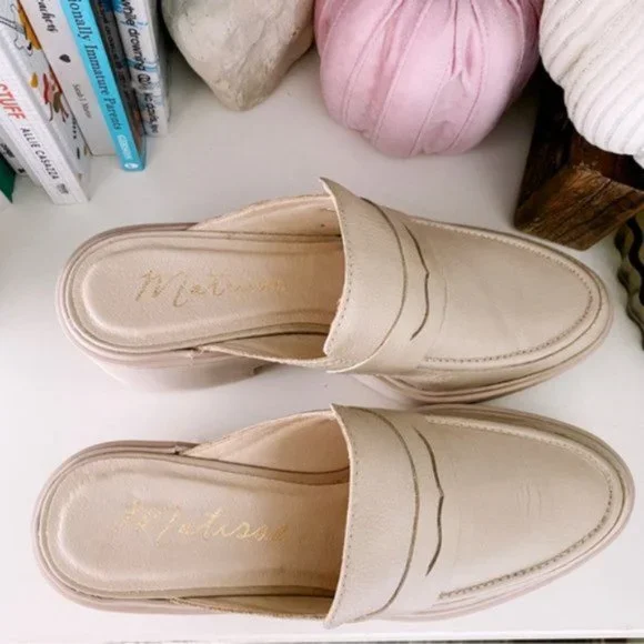 Matisse Footwear Kelly Platform Mule Oxford Cream Beige Minimalist Leather New 8 - Picture 8 of 13
